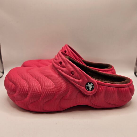 CROCS MEN\'S 10 ECHO WAVE CLOG PINK MAROON LINED FLEECE SLIP ON SHOES NWT main image 5